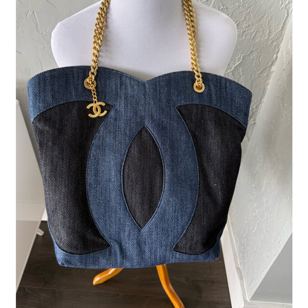 New and Never Used 2 Tone Denim Chanel Shopping tote ( large )